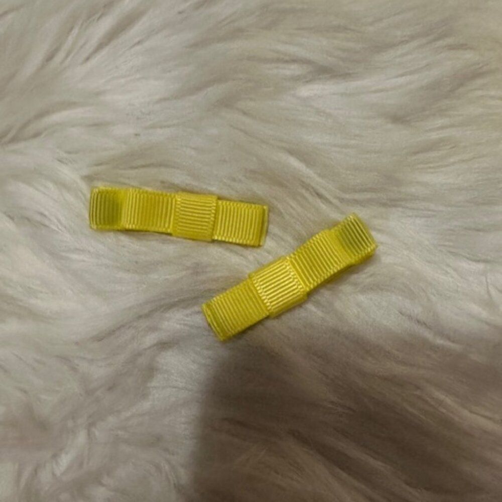 SET of 2" Yellow Tuxedo Bow   7783  Handmade NWT Boutique
